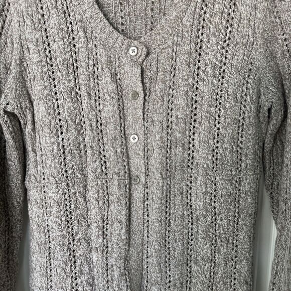 Apt 9 Lt Brown & Cream Tweed Open Weave Cable Cardigan Sweater, Cotton Blend, XL - Picture 4 of 8